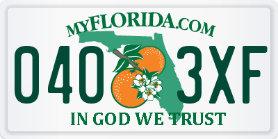 FL license plate 0403XF