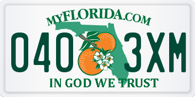 FL license plate 0403XM