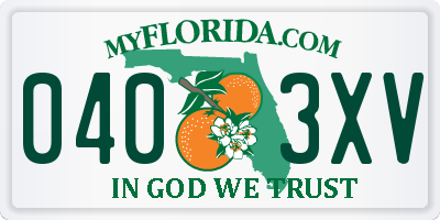 FL license plate 0403XV