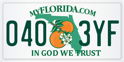 FL license plate 0403YF