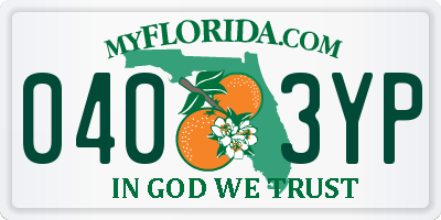 FL license plate 0403YP