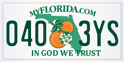 FL license plate 0403YS