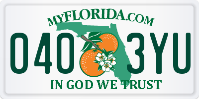 FL license plate 0403YU