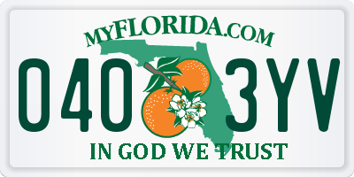 FL license plate 0403YV