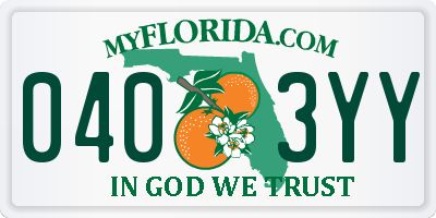 FL license plate 0403YY