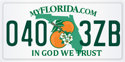 FL license plate 0403ZB