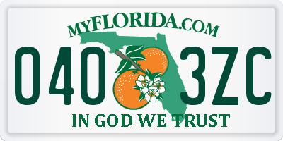 FL license plate 0403ZC
