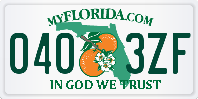 FL license plate 0403ZF