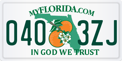 FL license plate 0403ZJ