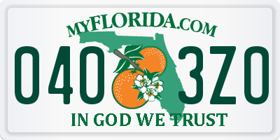 FL license plate 0403ZO