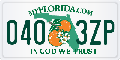 FL license plate 0403ZP