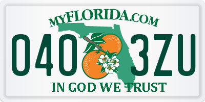 FL license plate 0403ZU