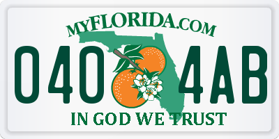 FL license plate 0404AB