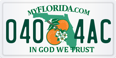 FL license plate 0404AC