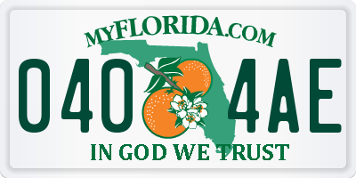 FL license plate 0404AE
