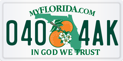 FL license plate 0404AK