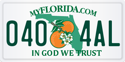 FL license plate 0404AL