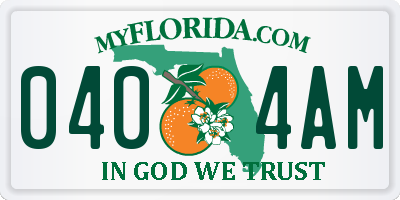 FL license plate 0404AM