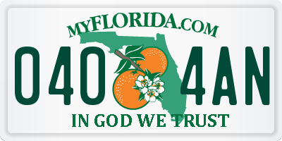 FL license plate 0404AN
