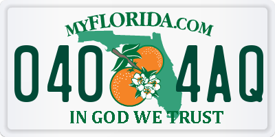 FL license plate 0404AQ