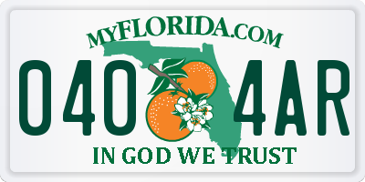 FL license plate 0404AR