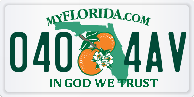 FL license plate 0404AV