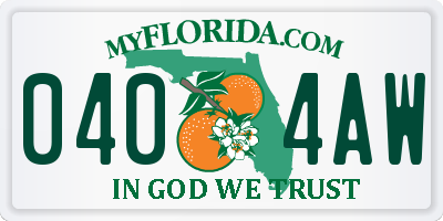 FL license plate 0404AW