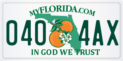 FL license plate 0404AX