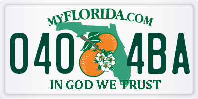 FL license plate 0404BA