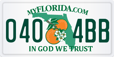 FL license plate 0404BB