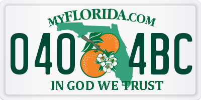 FL license plate 0404BC