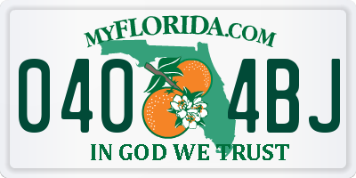 FL license plate 0404BJ