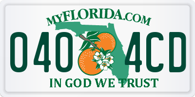 FL license plate 0404CD