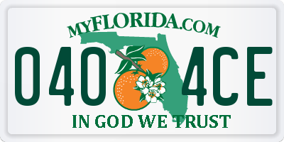 FL license plate 0404CE