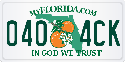 FL license plate 0404CK