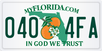 FL license plate 0404FA