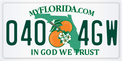 FL license plate 0404GW