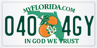 FL license plate 0404GY