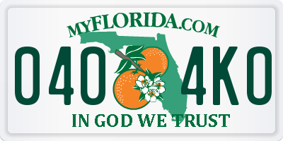 FL license plate 0404KO