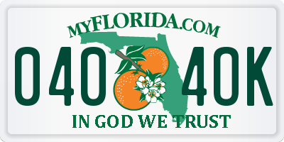 FL license plate 0404OK