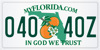 FL license plate 0404OZ