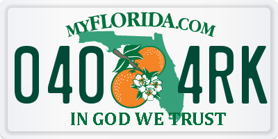 FL license plate 0404RK