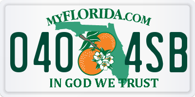 FL license plate 0404SB