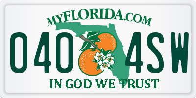 FL license plate 0404SW