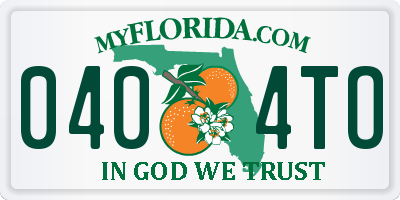 FL license plate 0404TO