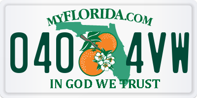FL license plate 0404VW