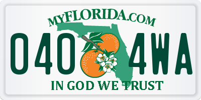 FL license plate 0404WA