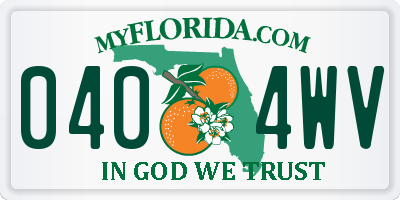 FL license plate 0404WV