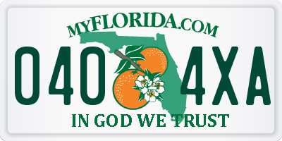 FL license plate 0404XA