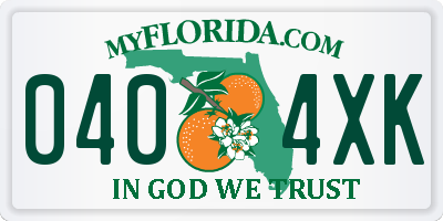 FL license plate 0404XK